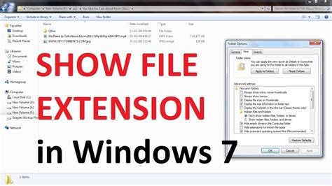 How To Show File Extension In Windows 7 Youtube