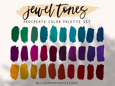 Jewel Tones Procreate Color Palette Color Swatches Ipad Procreate Tools