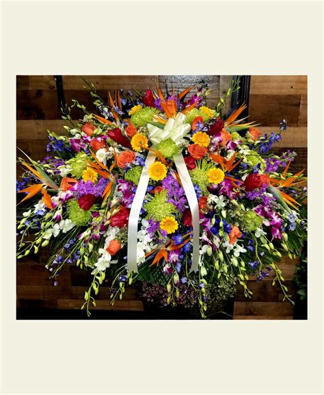 All of from you flowers funeral flowers are arranged by a local florist and delivered with care for a service or to a home. CS1480: Exotic Colorful Casket Spray - Floral Fantasy US
