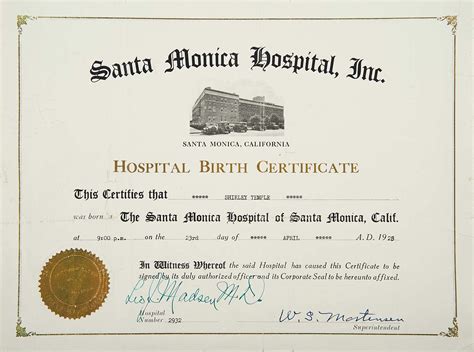 Free birth announcements or birth certificate template that can be customized with the baby's details and photo. Love, Shirley Temple, Collector's Book: 4 Shirley Temple's Official Hospital Birth Certificate