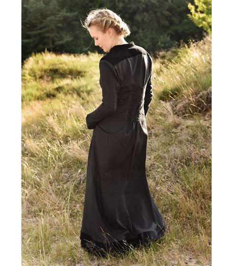 Courtesan Meira middelalderlig kjole med fløjlsdetaljer sort
