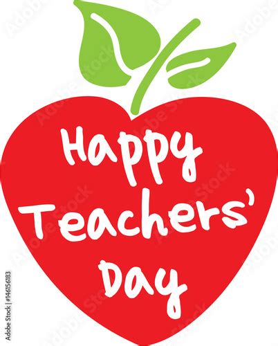 Happy Teachers Day Apple Heart Stock Vector Adobe Stock