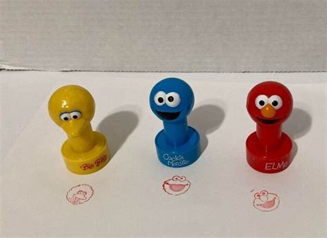 Sesame Street Muppet Stamper Lot Big Bird Elmo And Cookie Monster Rare