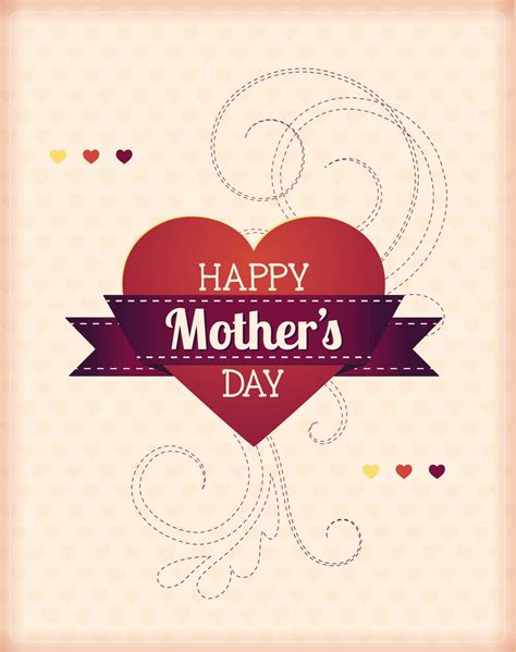 Mothers Day With Hearts Card Vector Free Download