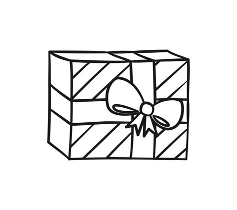 Gift box with bow cartoon. Christmas or birthday present illustration