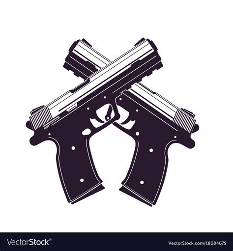 Modern Pistols Two Crossed Handguns Royalty Free Vector