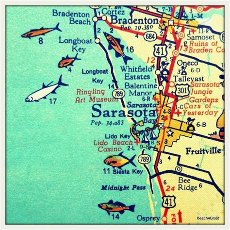 Sarasota Siesta Key Florida Map Print Bradenton Lido Key Map Etsy