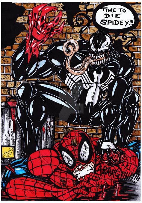 Venom Kills Spiderman Commission By Darkartistdomain On Deviantart