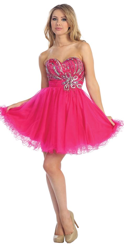 Short Sparkly Pink Prom Dress