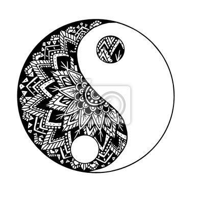 Naklejka Ręcznie rysowane mandala Dreamcatcher z piór. Etniczne
