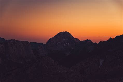 2560x1440 Orange Sky Landscape Sunset Mountains 8k 1440p