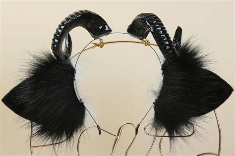Goat Ear Headband Faux Fur Black Sheep Ear Halloween T Etsy
