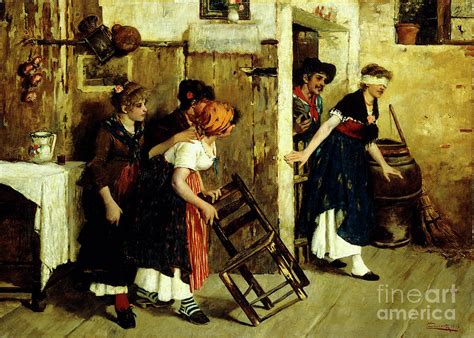 Blind Mans Bluff 1886 Painting By Cesare Laurenti Fine Art America