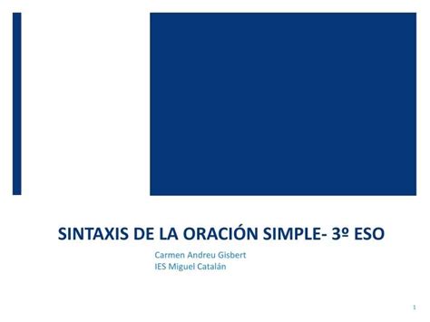Ppt Sintaxis De La OraciÓn Simple 3º Eso Powerpoint Presentation