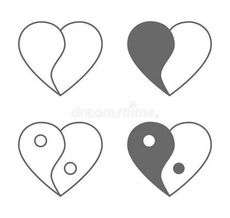 Ying Yang Symbol Heart Shape Stock Vector Illustration Of Balance
