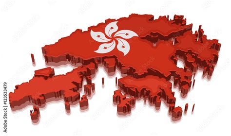 Map Of Hong Kong 3d Render Image Image With Clipping Path Stock