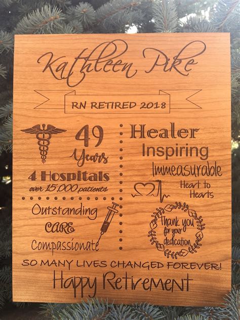 Laser Engraved Wooden Retirement Board Or Anniversary Plaque Etsy