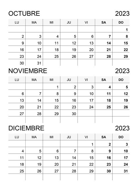 Calendario Octubre Noviembre Diciembre 2023 Calendariossu