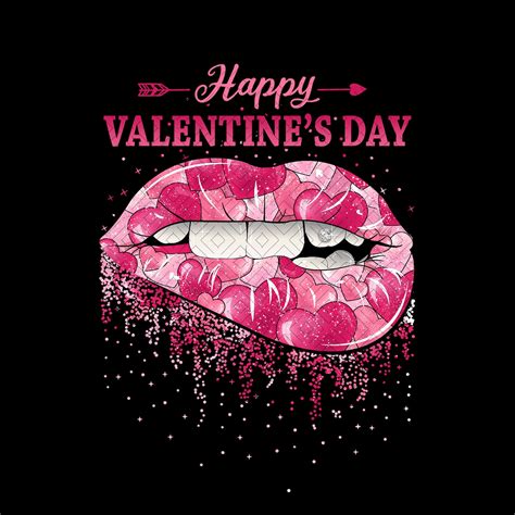 Happy Valentine S Day Dripping Lips Biting Valentines Etsy