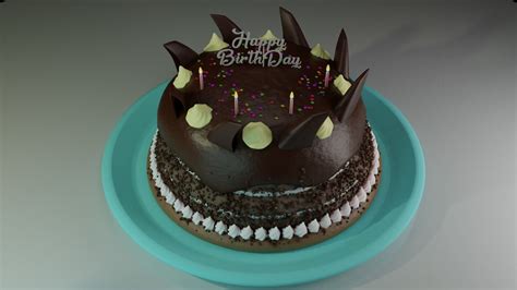 Chocolate Birthday Cake 3d Model Cgtrader