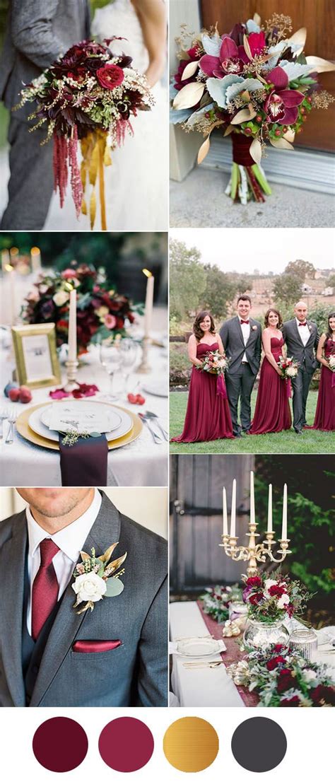 Six Beautiful Burgundy Wedding Colors In Shades Of Gold Wedding Color