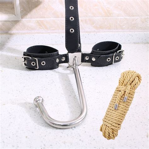 Custom BDSM Anal Hook With Handcuffs Collar And Rope Kit Sex Restraint
