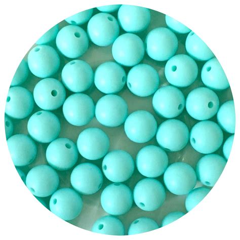 Aqua 12mm Round Silicone Beads 10 Beads Aj Craft Supplies