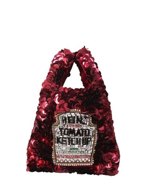 Anya Hindmarch Ketchup Sequin Embellished Small Tote Bag In Red Lyst