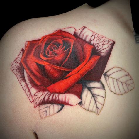 Rose Tattoo By Pony Wave Red Tattoos Cute Tattoos Rose Tattoo Ink