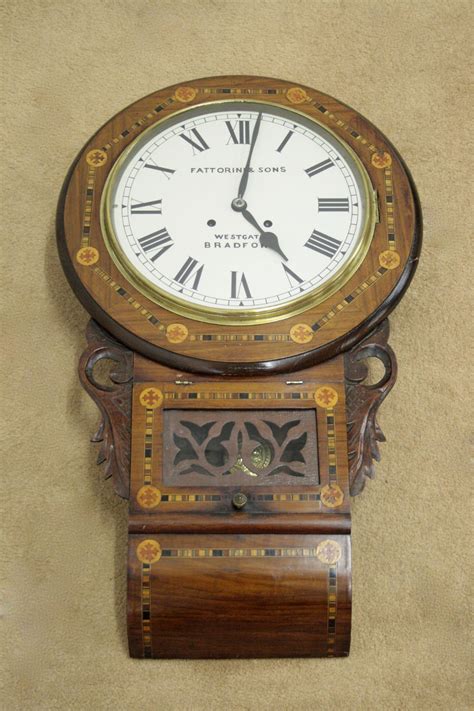 Antiques Atlas Edwardian Marquetry And Inlaid Drop Dial Wall Clock