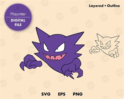 Haunter pokemon SVG Cut File Layered Digital Template | Etsy