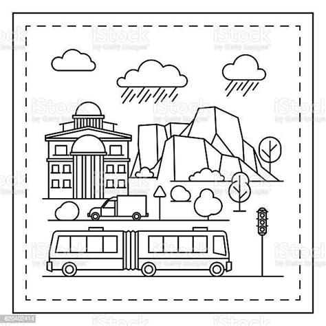 City Coloring Page For Kids Stock Illustration Download Image Now