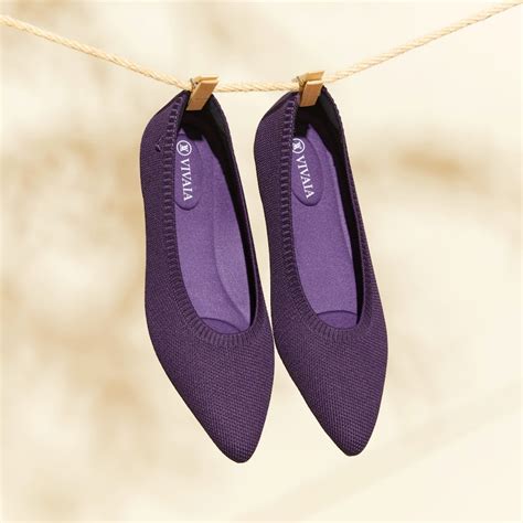 Aria5° Pointed Toe Ballet Flats With Arch Support In Eggplant Vivaia