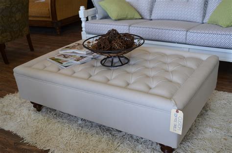 55w x 32d x 15h. 12 Round Tufted Leather Ottoman Coffee Table Inspiration