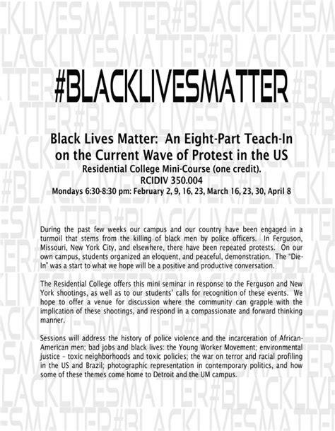 expired black lives matter a minicourse by the residential college happening michigan