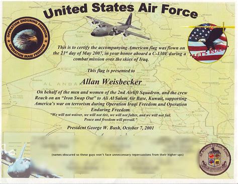 If we never heard from him again. Iraq Certificate