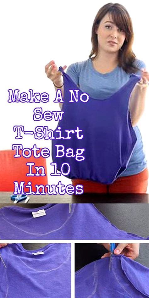 Make A No Sew T Shirt Tote Bag In 10 Minutes Diy Bags No