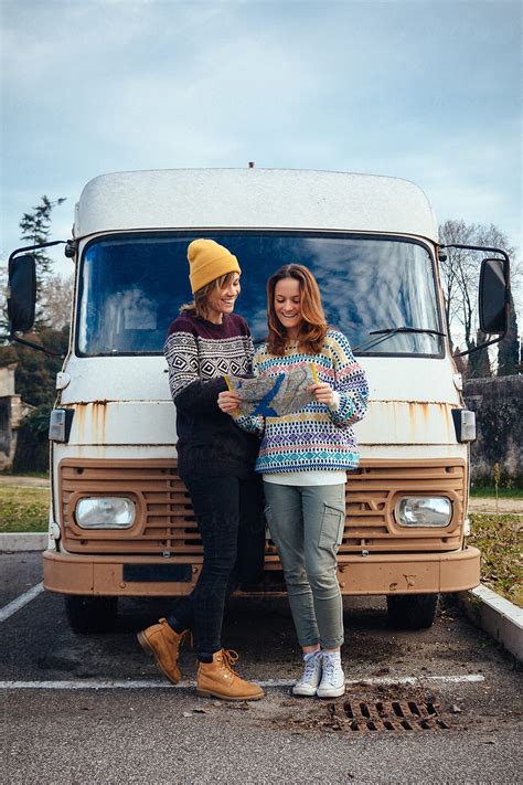 Two Girls On A Winter Road Trip By Vero