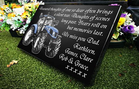 Farmer Memorial Stone With Tractor Personalised T 2020