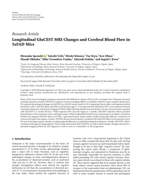 Pdf Longitudinal Glucest Mri Changes And Cerebral Blood Flow In Xfad