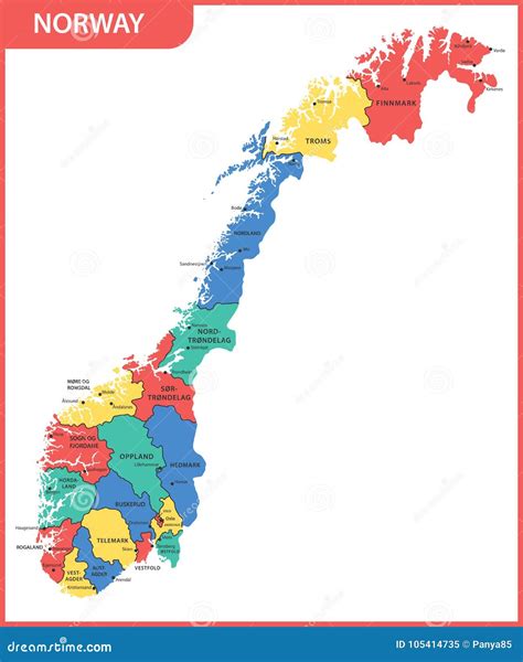 The Detailed Map Of The Norway With Regions Or States And Cities