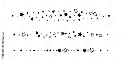 Stars Shape Dividers Collection Vector Isolated Horizontal Borders