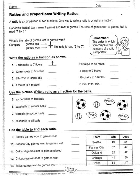 6th Grade Ratio And Rates Worksheets