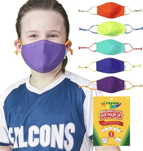 Crayola Kids Face Mask 5 Reusable Cloth Face Masks Set Cool Colors