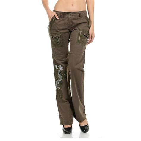 lucy womens hipster cargo multi pocket combat trousers leisure army casual pants with designs