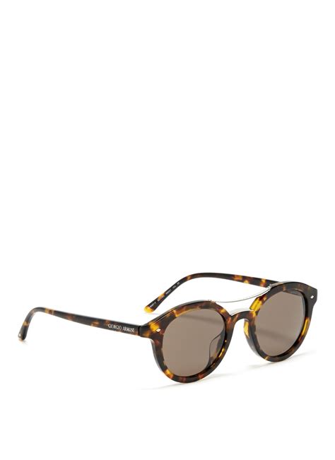 Giorgio Armani Tortoise Shell Round Sunglasses In Brown For Men Lyst