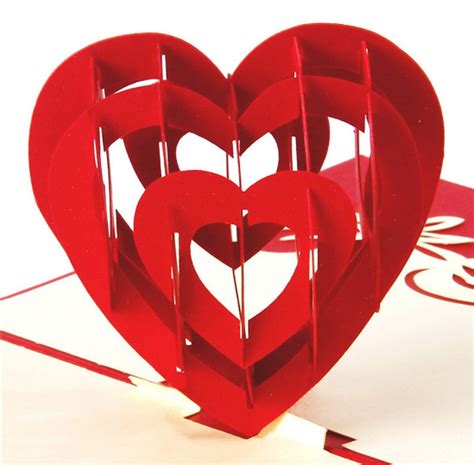 I Love You Red Heart Design Handmade Creative Handmade 3d Pop Up