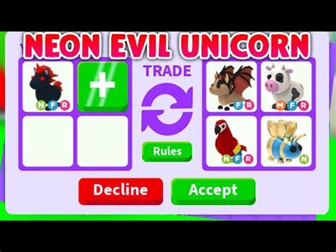 Trading Neon Evil Unicorn Roblox Adopt Me YouTube