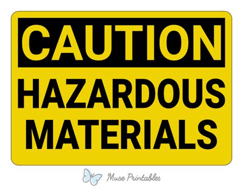Printable Hazardous Materials Caution Sign