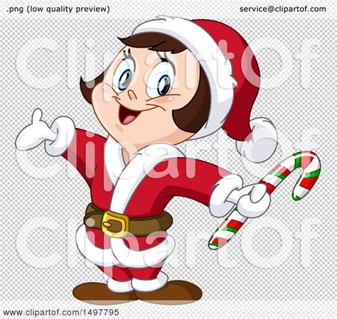 Clipart Of A Christmas Girl In A Santa Suit Royalty Free
